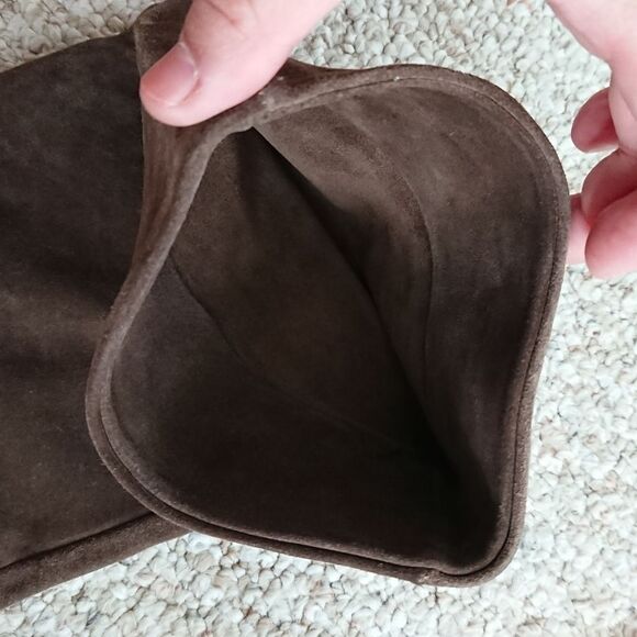 Joie brown knee high leather pull on boots wood block heel size 36.5 - Picture 7 of 13